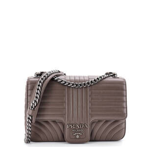 Prada Large Chain Flap Shoulder Bag Diagramme Quilted Leather